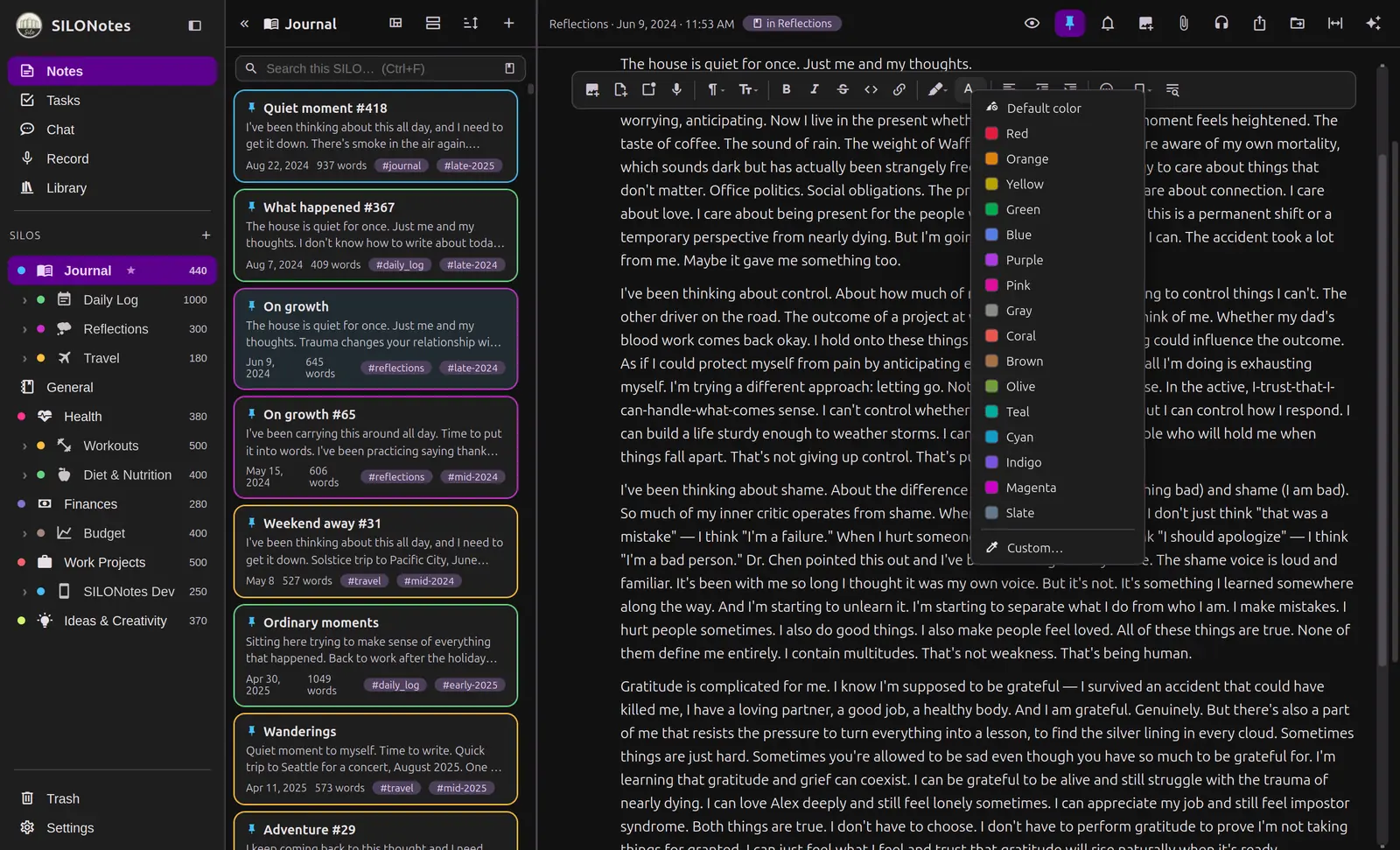 The text colour palette