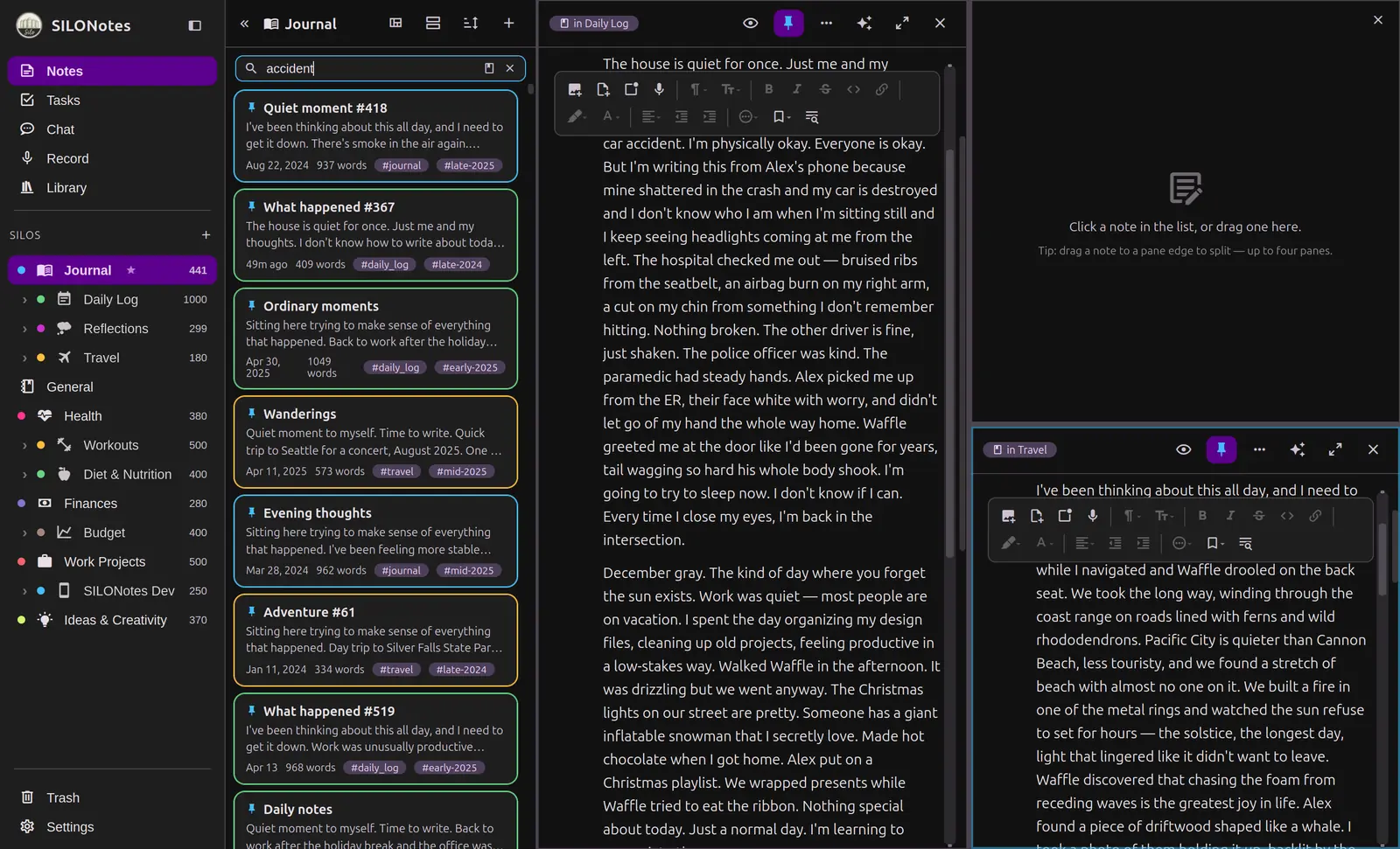 Search results in the desktop note list