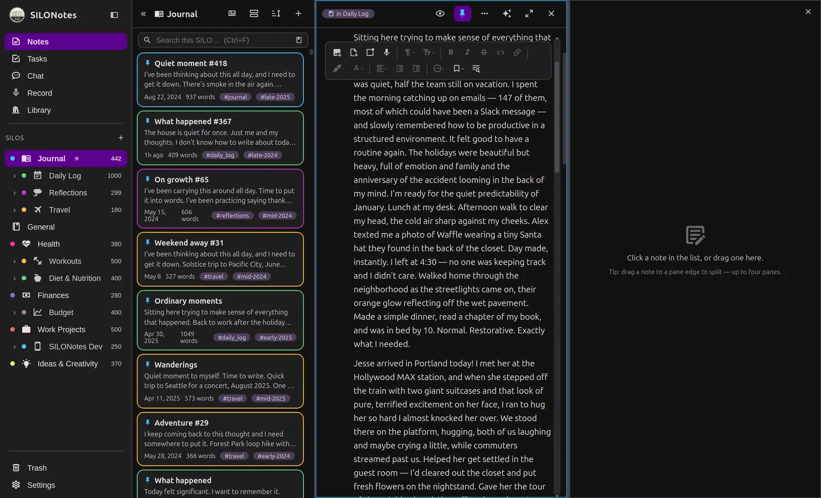 Two notes open side by side