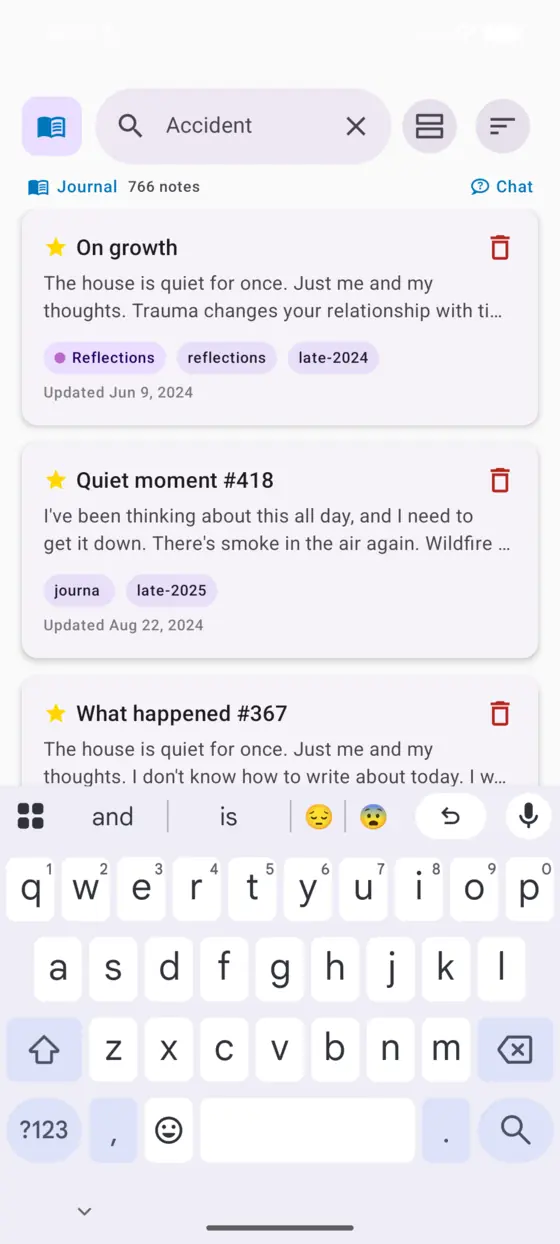The Tasks screen on Android