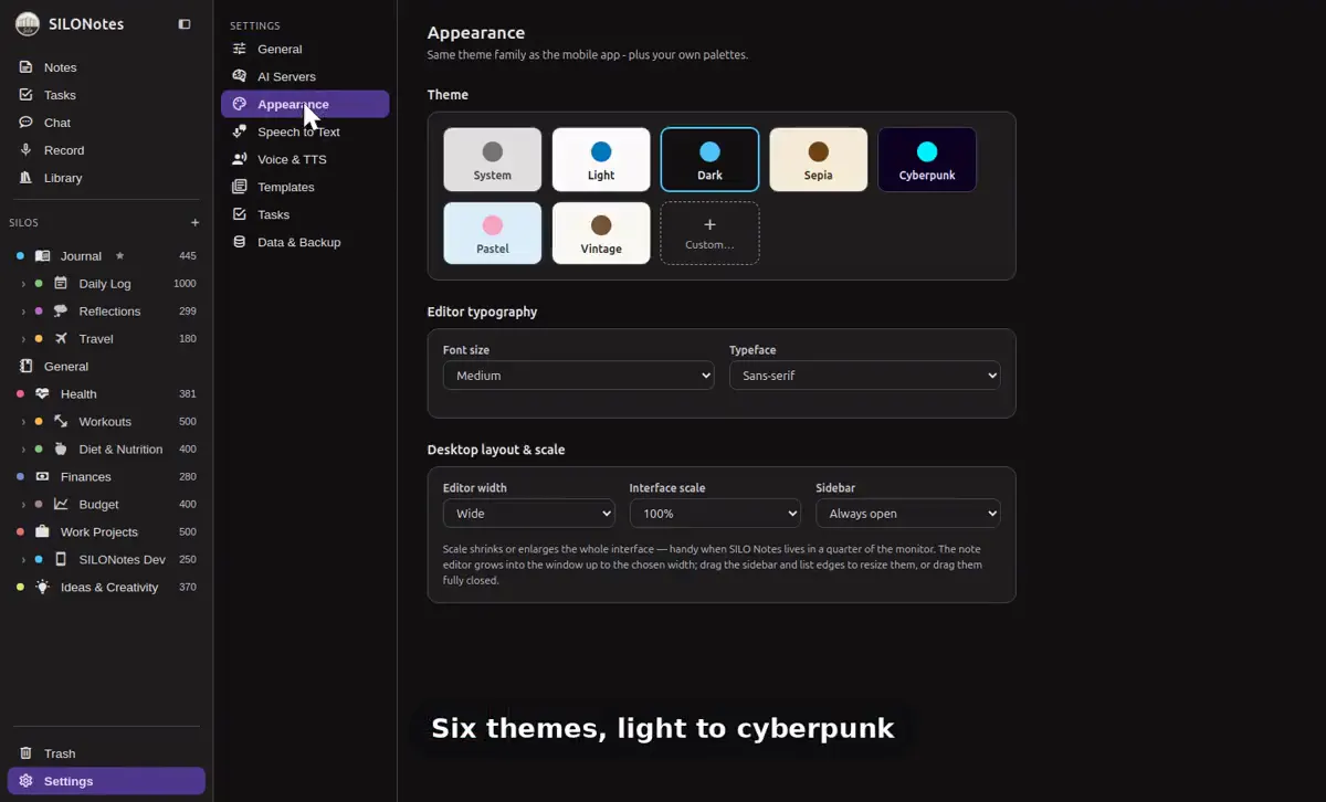 Switching themes